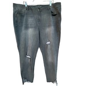 Lane Bryant Jeans Womens Plus Size 24 Gray Distressed Tulip Hem Mid Rise